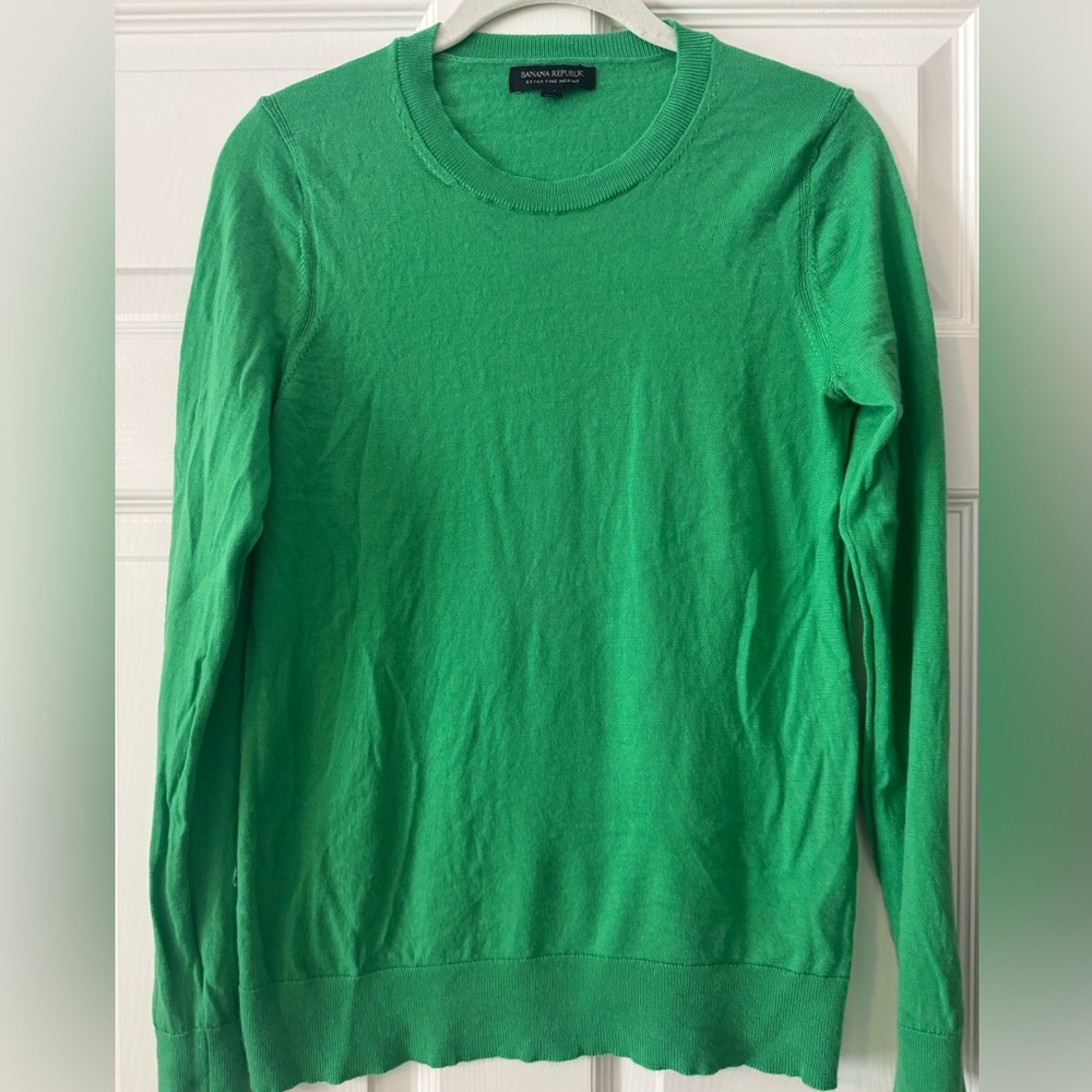Banana Republic Extra Fine Merino Sweater - Emerald Green